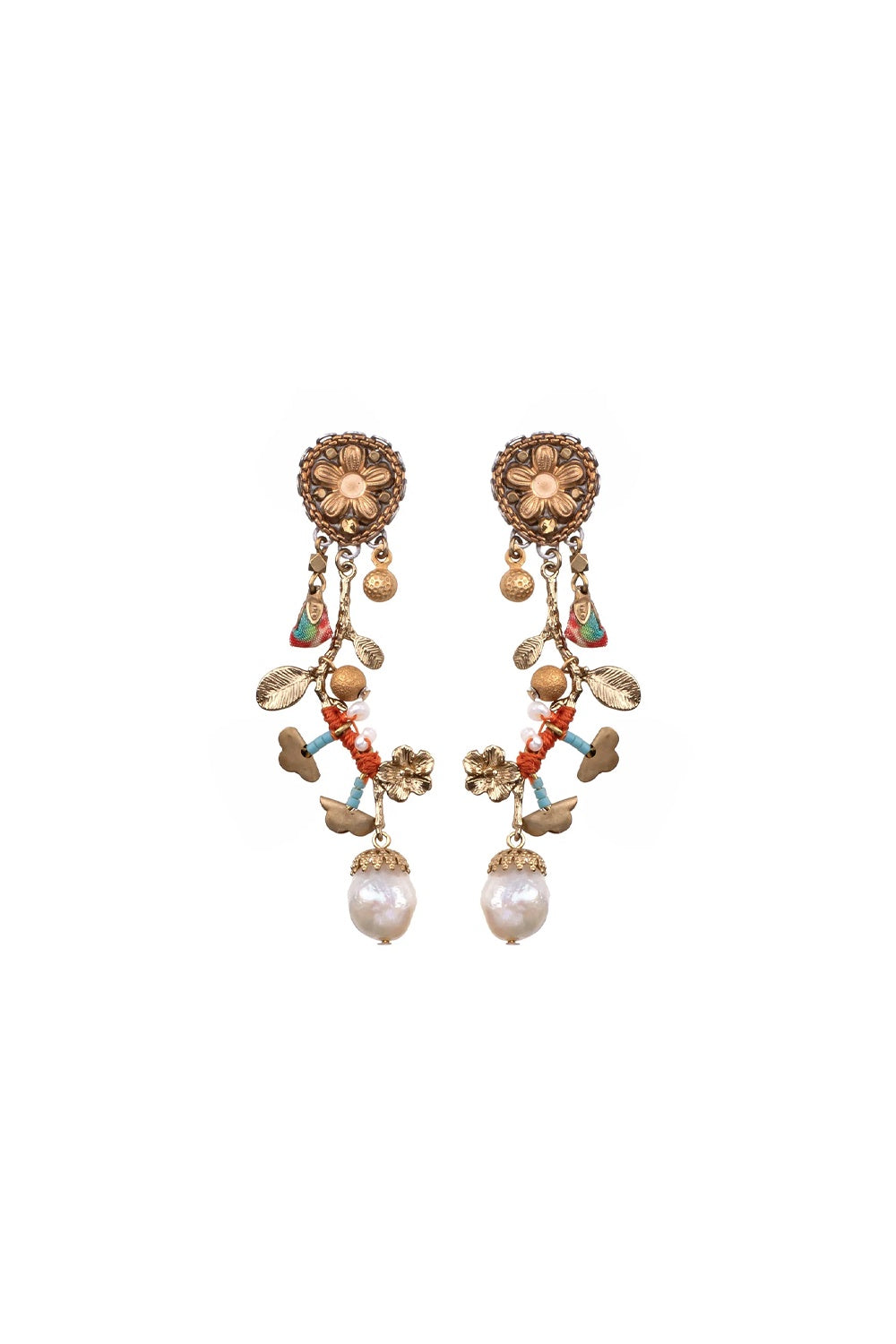 AYALA BAR QUEEN OF SHEBA GOLD FLOWER EARRINGS DULCIANA