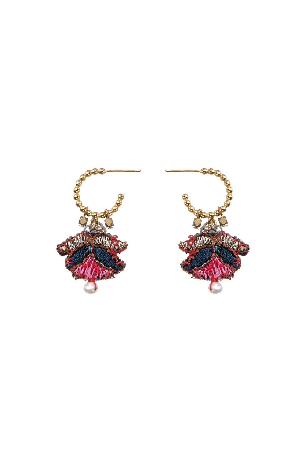 AYALA BAR SMALL HOOP EARRINGS EMRBROIDERED GARDEN SET ZARA