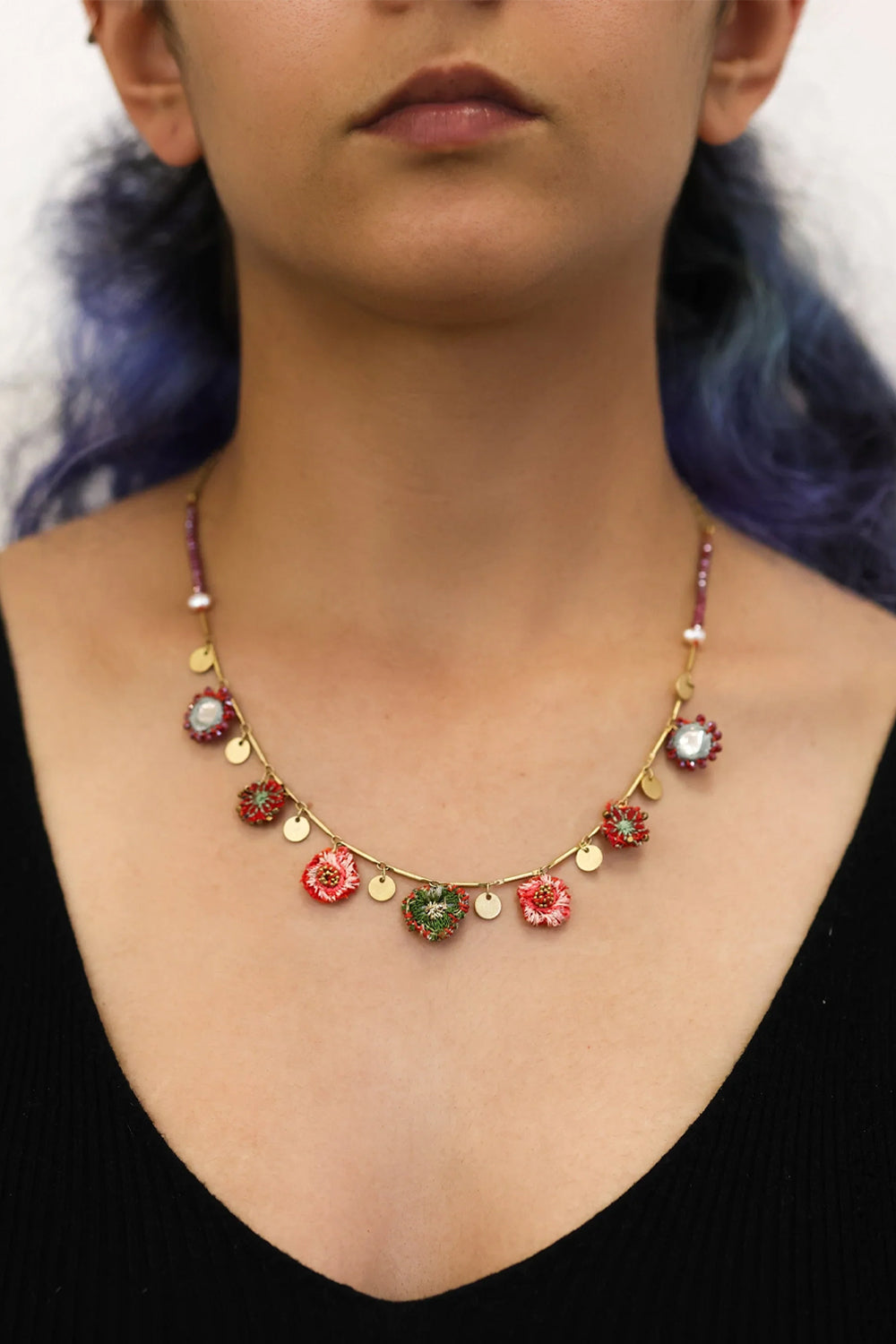 AYALA BAR FEMENINE NECKLACE EMBROIDERED GARDEN SET ISABELLA