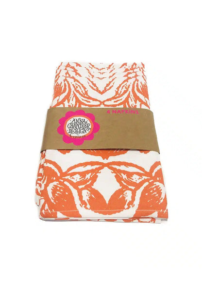 Anna Chandler Cotton Napkin Set Of 4 Tangerine