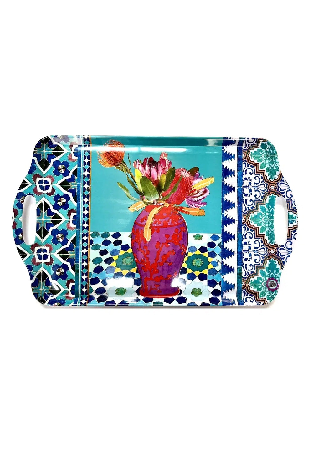Anna Chandler Melamine Tray Vases on Turquoise