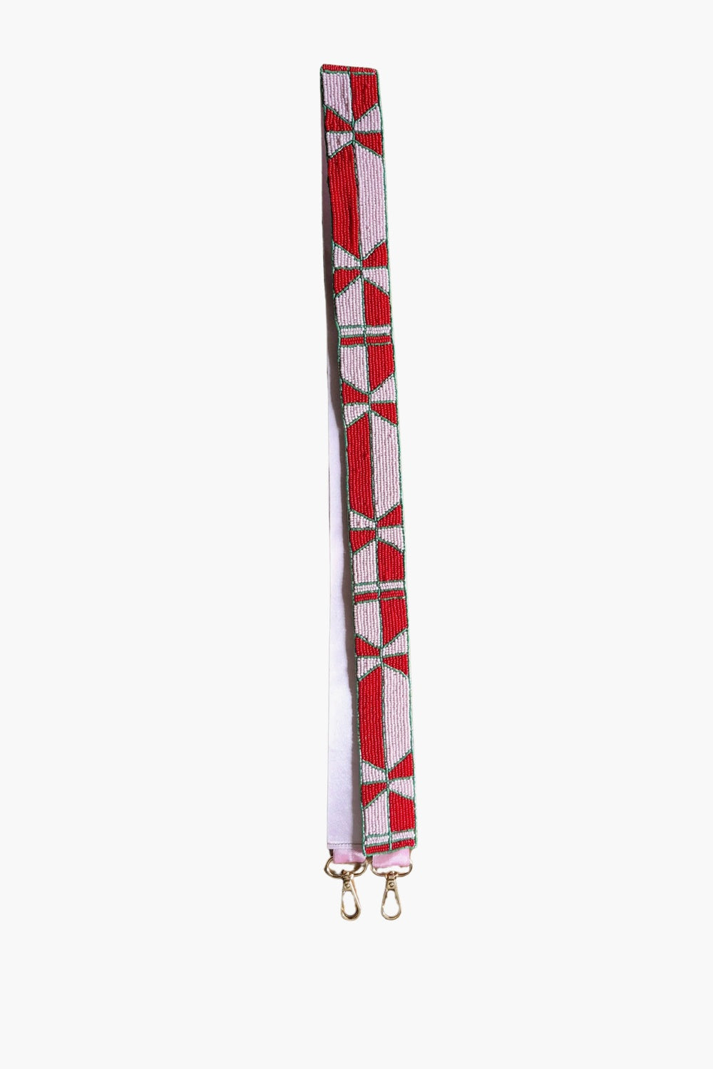 BEADED BAG STRAP RED &amp; PINK