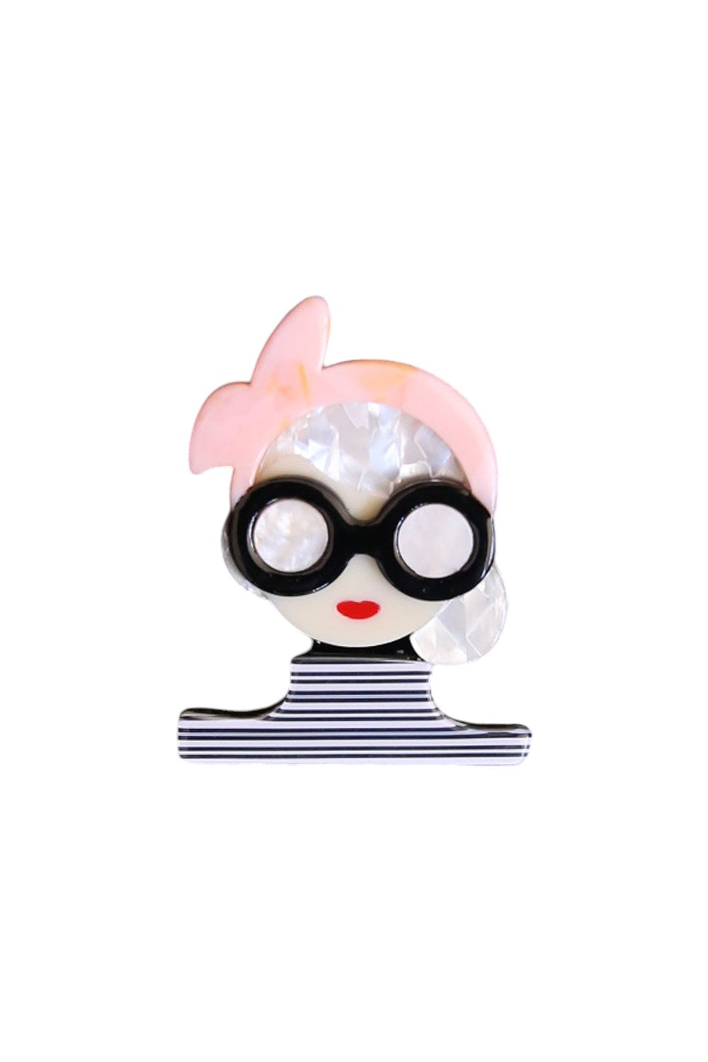 SIA BROOCH LADY WITH HEAD BAND PINK