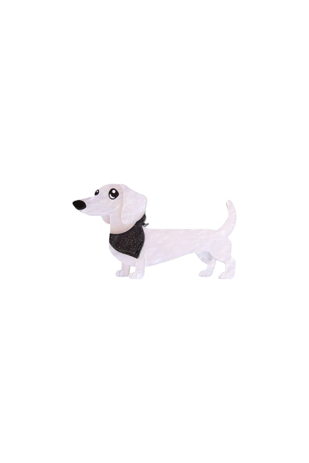 SIA BROOCH SAUSAGE DOG WHITE