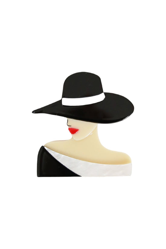 SIA BROOCH LADY WITH BLACK HAT