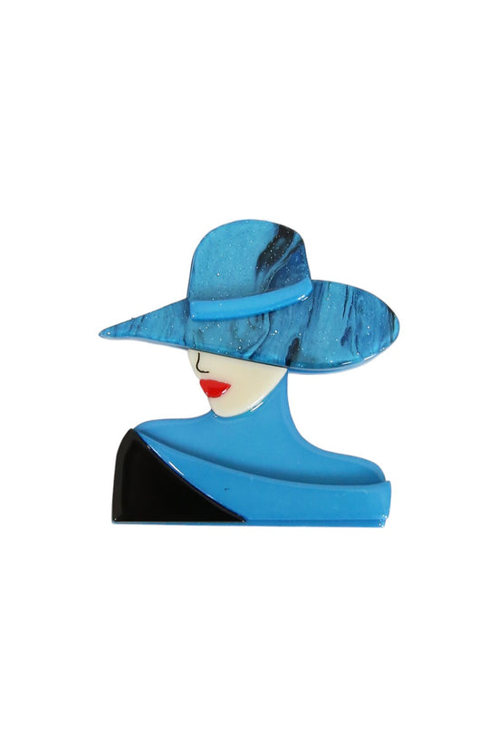 SIA BROOCH LADY WITH BLUE HAT