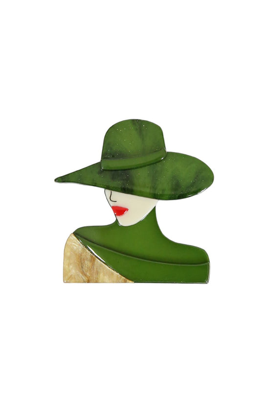 SIA BROOCH LADY WITH GREEN HAT