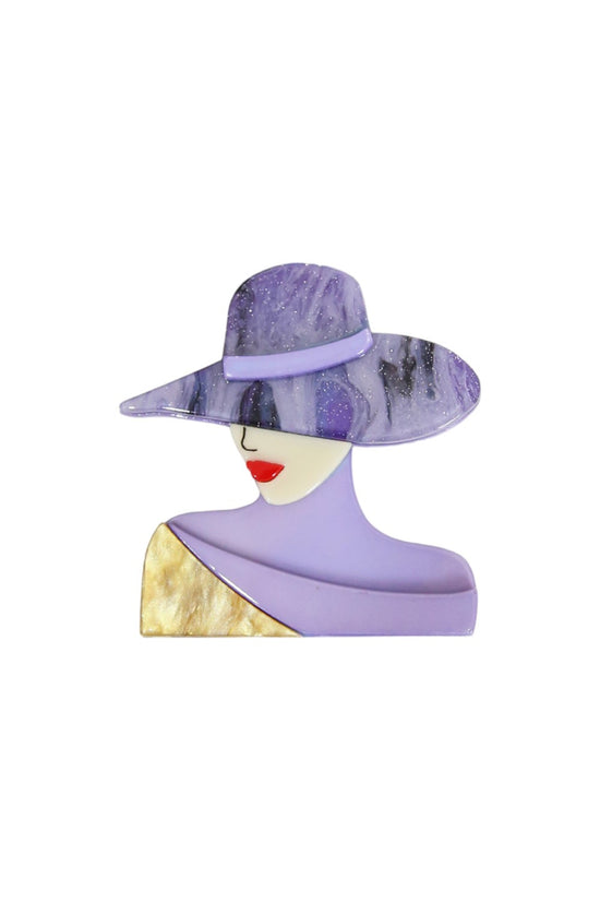 SIA BROOCH LADY WITH PURPLE HAT