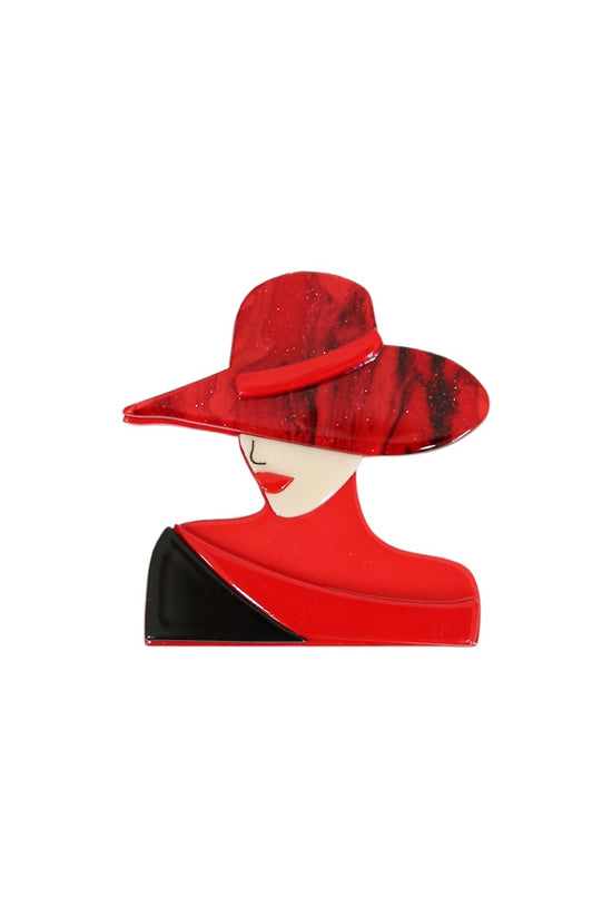 SIA BROOCH LADY WITH RED HAT