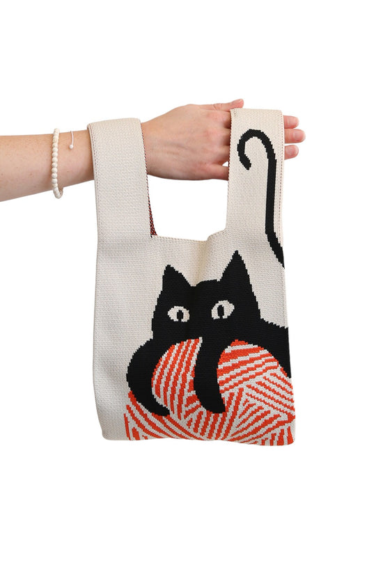 LE SAC BAG OFF WHITE WITH BLACK CAT