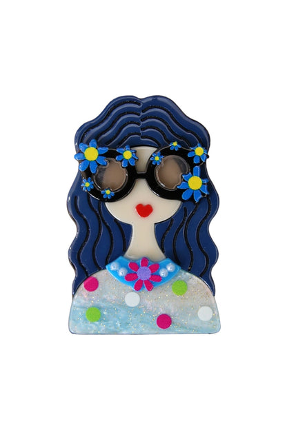 SIA BROOCH LONG HAIR BLUE