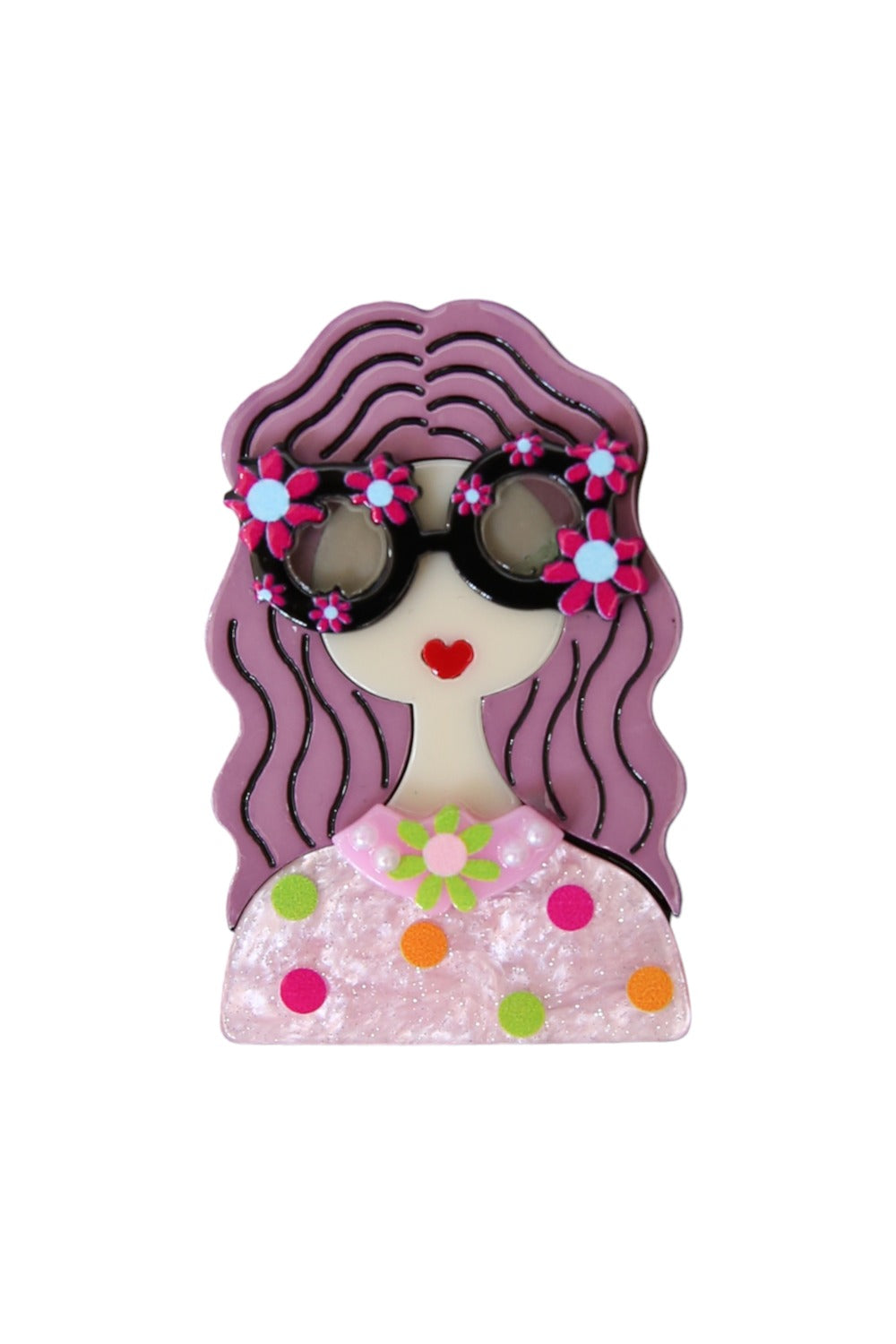 SIA BROOCH LONG HAIR PINK