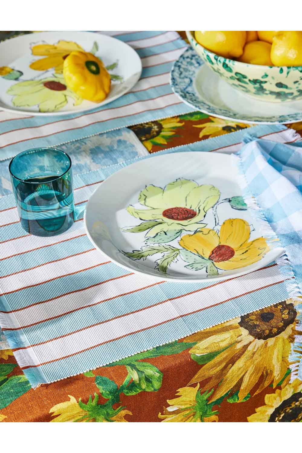 BONNIE AND NEIL BLUE STRIPE PLACE MAT SET OF 4