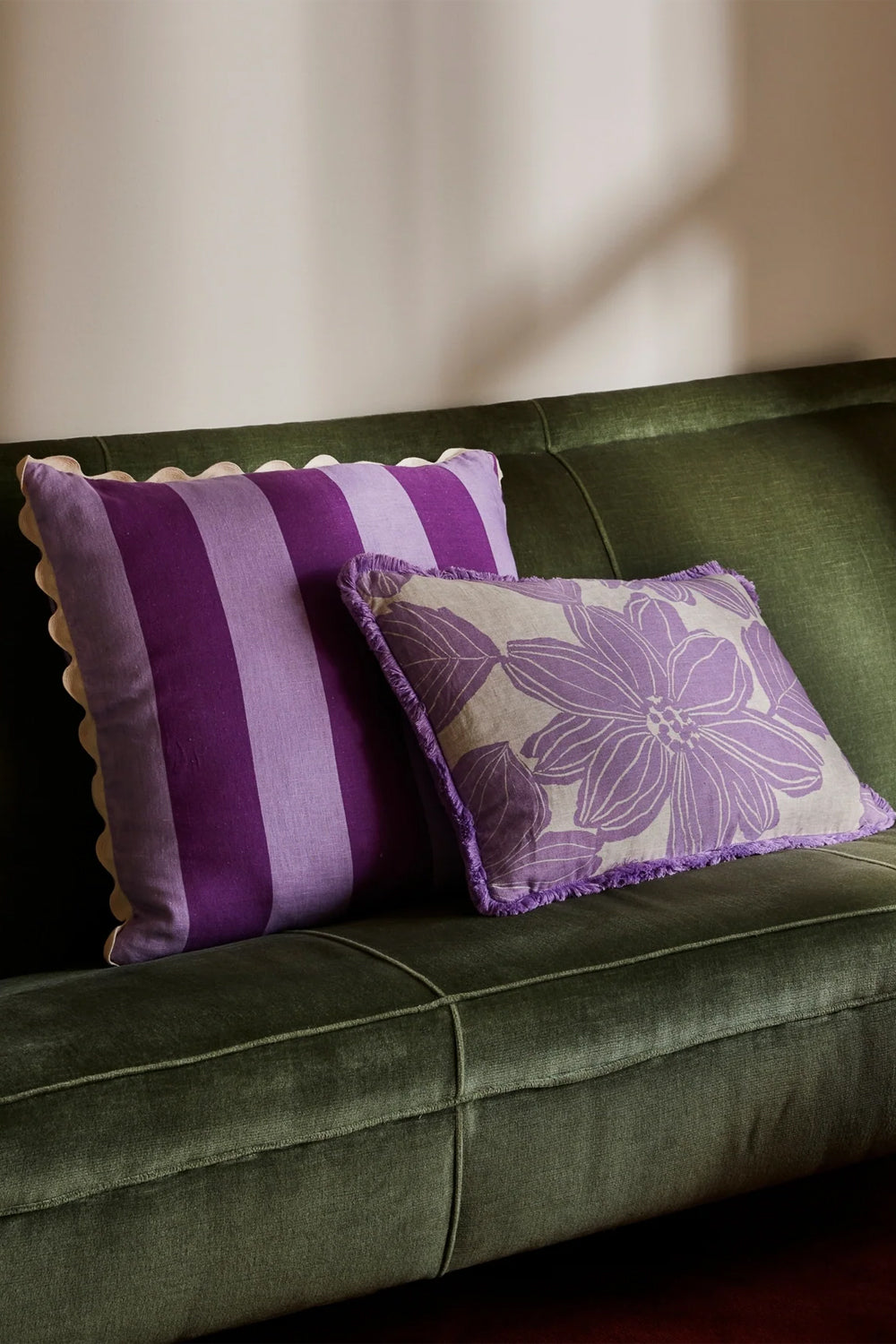 BONNIE AND NEIL BIG STRIPE LILAC CUSHION 60CM