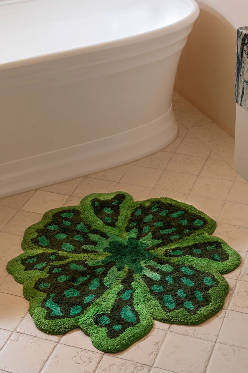 BONNIE AND NEIL GREEN FLORAL BATH MAT