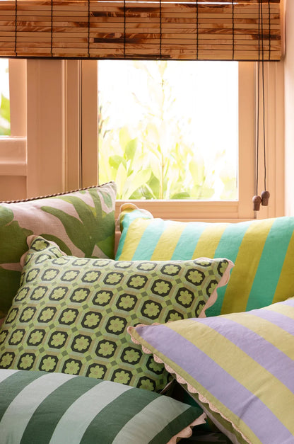 BONNIE AND NEIL CUSHION BOLD STRIPE CITRON JADE 60CM