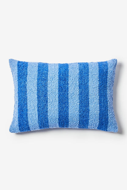 BONNIE AND NEIL BOUCLE STRIPE BLUE CUSHION 60CM X 40CM