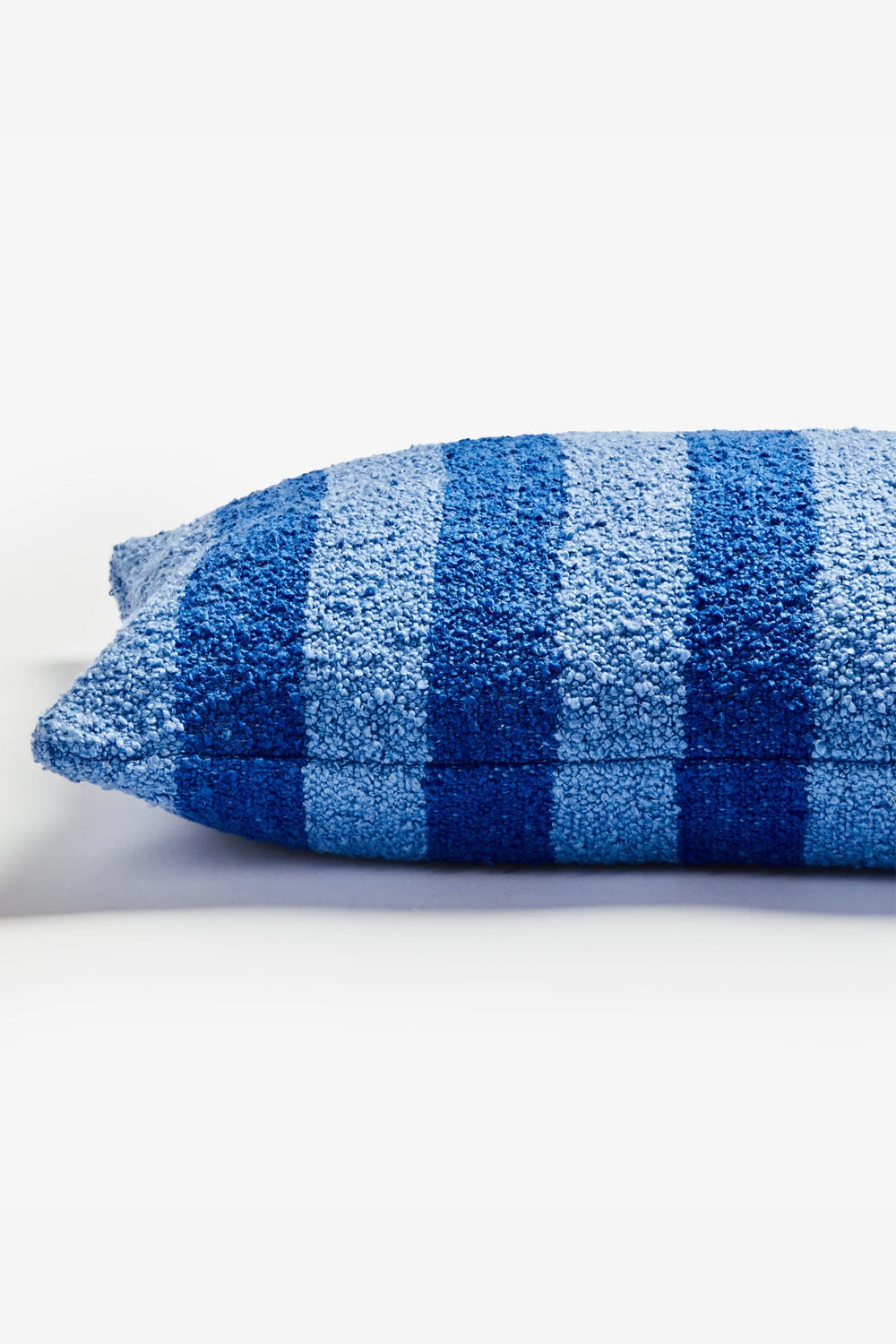 BONNIE AND NEIL BOUCLE STRIPE BLUE CUSHION 60CM X 40CM