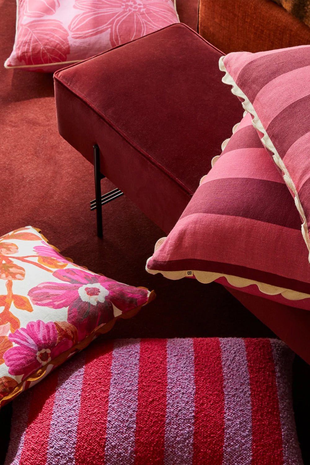 BONNIE AND NEIL BOUCLE STRIPE CANDY CUSHION 60CM X 40CM