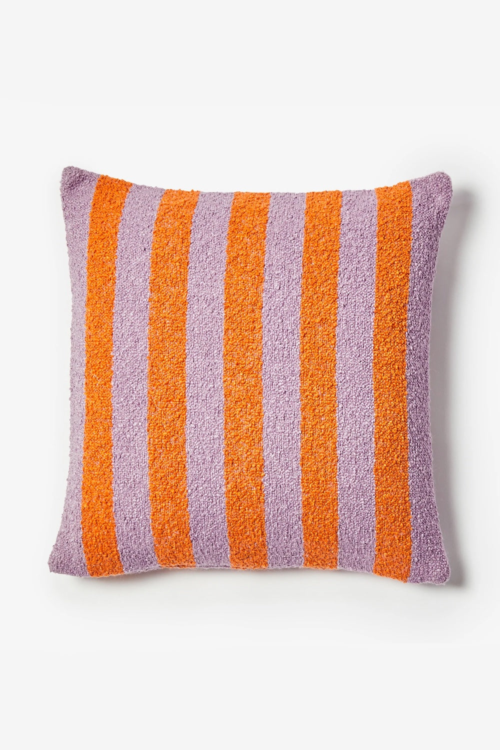 BONNIE AND NEIL BOUCLE STRIPE ORANGE LILAC CUSHION 60CM