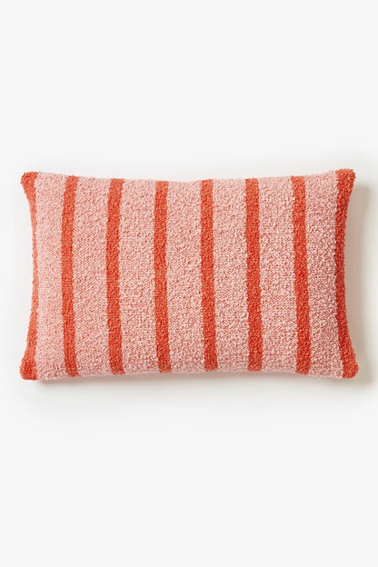 BONNIE AND NEIL BOUCLE CUSHION THIN STRIPE PINK 60CM X 40CM