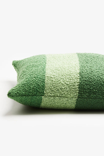 BONNIE AND NEIL BOUCLE CUSHION WIDE STRIPE GREEN 60CM