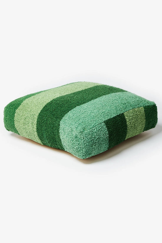 BONNIE AND NEIL BOUCLE WIDE STRIPE GREEN POUFFE