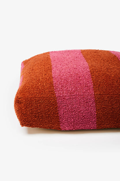 BONNIE AND NEIL BOUCLE WIDE STRIPE MAGENTA POUFFE