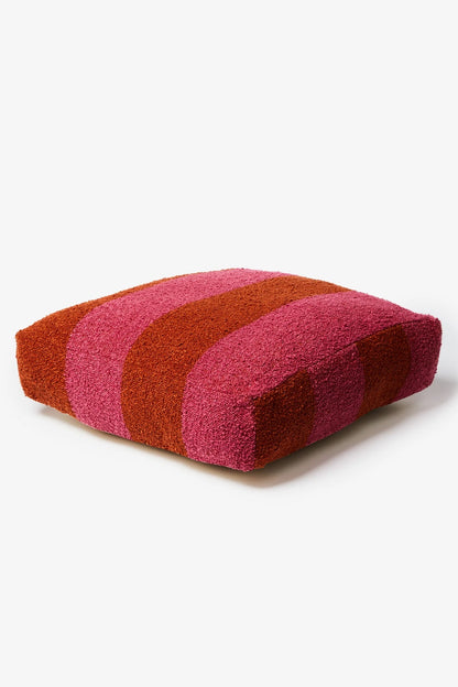 BONNIE AND NEIL BOUCLE WIDE STRIPE MAGENTA POUFFE
