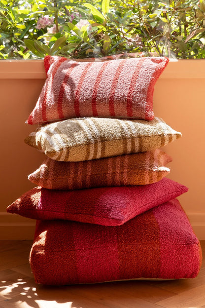 BONNIE AND NEIL BOUCLE WIDE STRIPE MAGENTA POUFFE