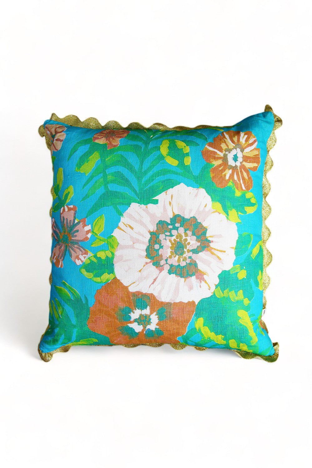 BONNIE AND NEIL FIJI FLORAL BLUE CUSHION 50CM