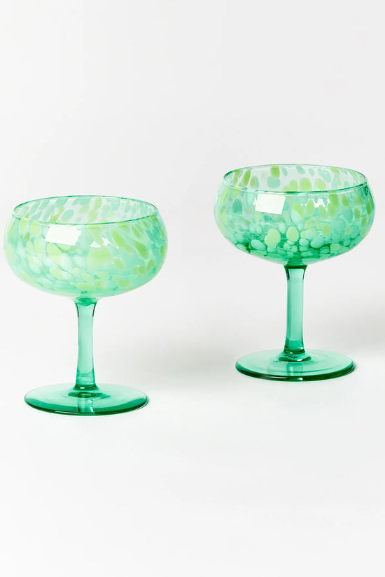 BONNIE AND NEIL DOTS GREEN COUPES (SET OF 2)