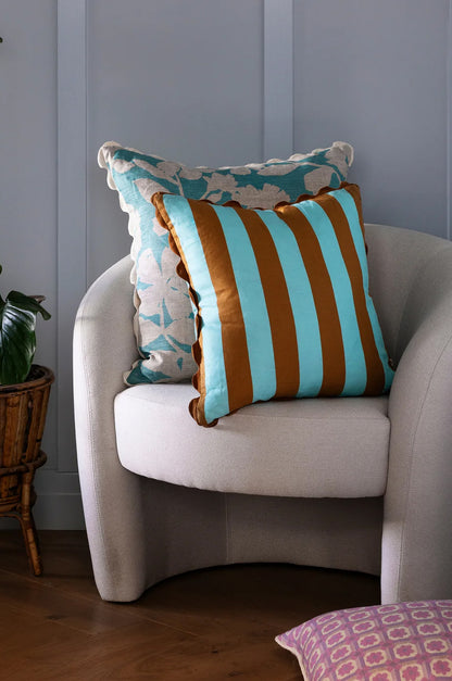 BONNIE AND NEIL CUSHION GERANIUM TURQUOISE 60CM