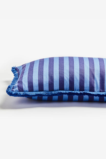 BONNIE AND NEIL THIN STRIPE BLUE CUSHION 60CM X 40CM