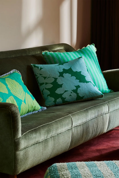 BONNIE AND NEIL THIN STRIPE JADE CUSHION 60CM