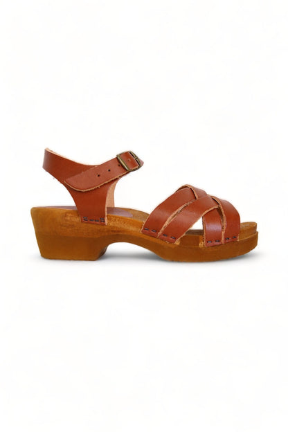 BOSABO LEATHER COGNAC FOUR STRAP SANDAL