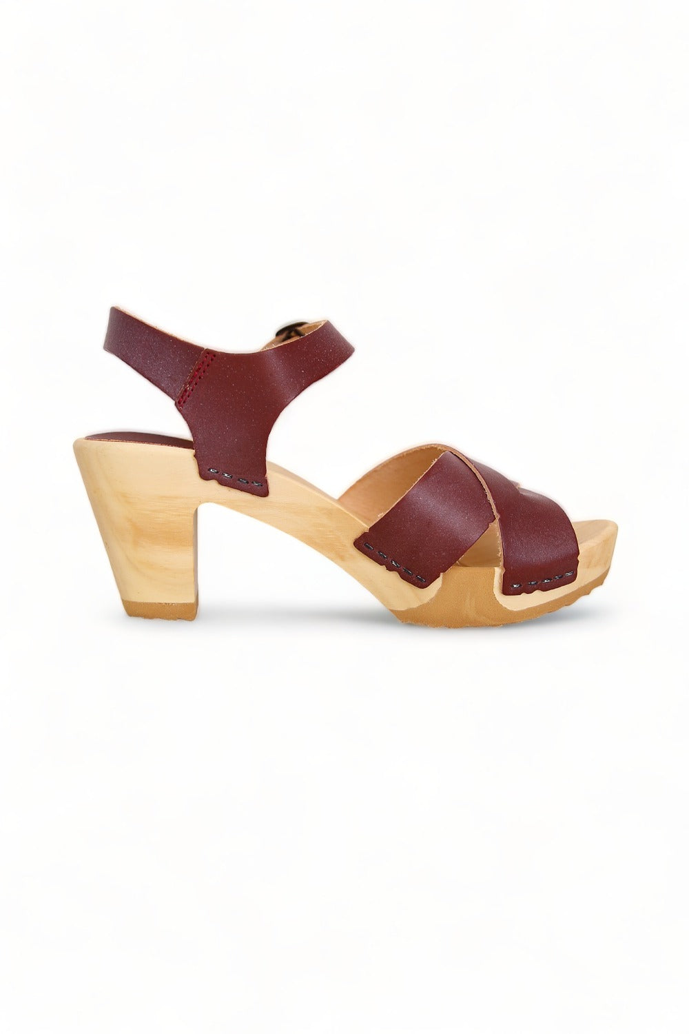 BOSABO LEATHER BORDEAUX TWO STRAP SANDAL