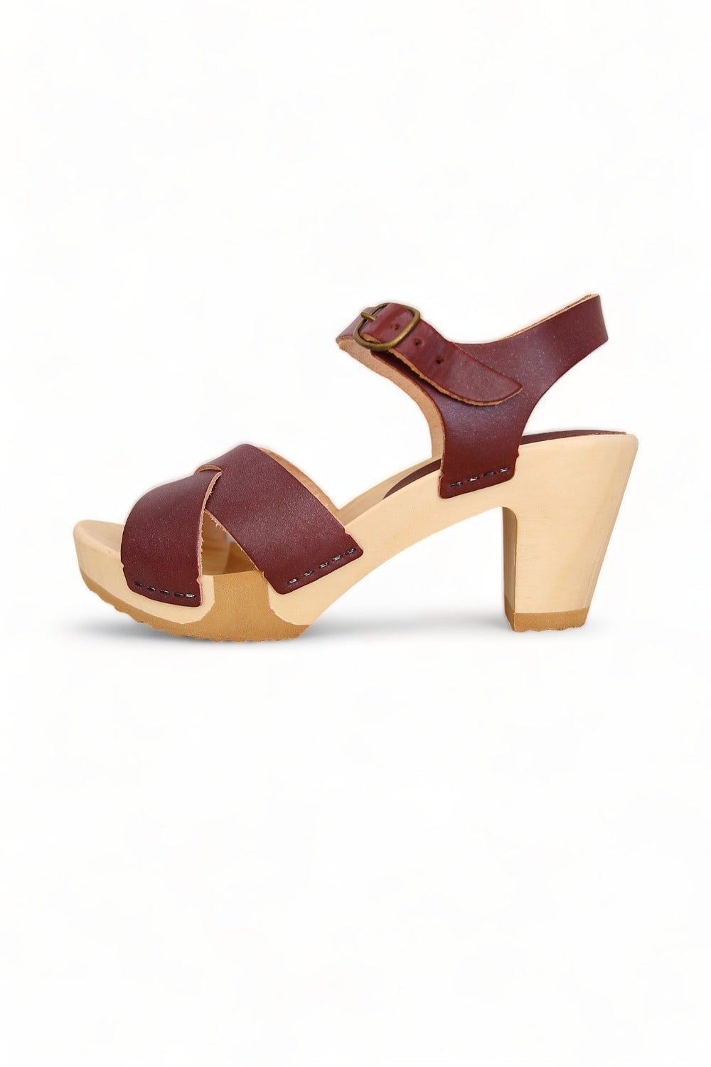 BOSABO LEATHER BORDEAUX TWO STRAP SANDAL