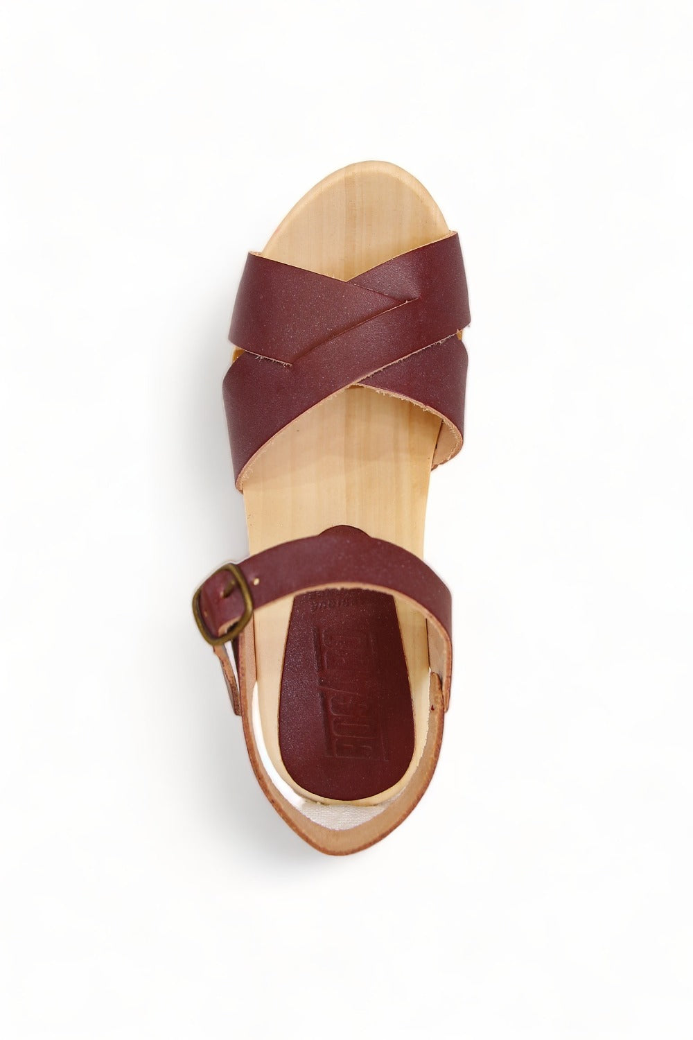 BOSABO LEATHER BORDEAUX TWO STRAP SANDAL