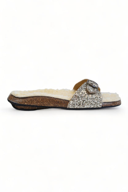 BOSABO GLITTER  MOUTON CHAMPAGNE SLIDES