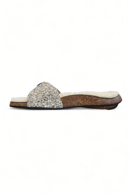 BOSABO GLITTER  MOUTON CHAMPAGNE SLIDES