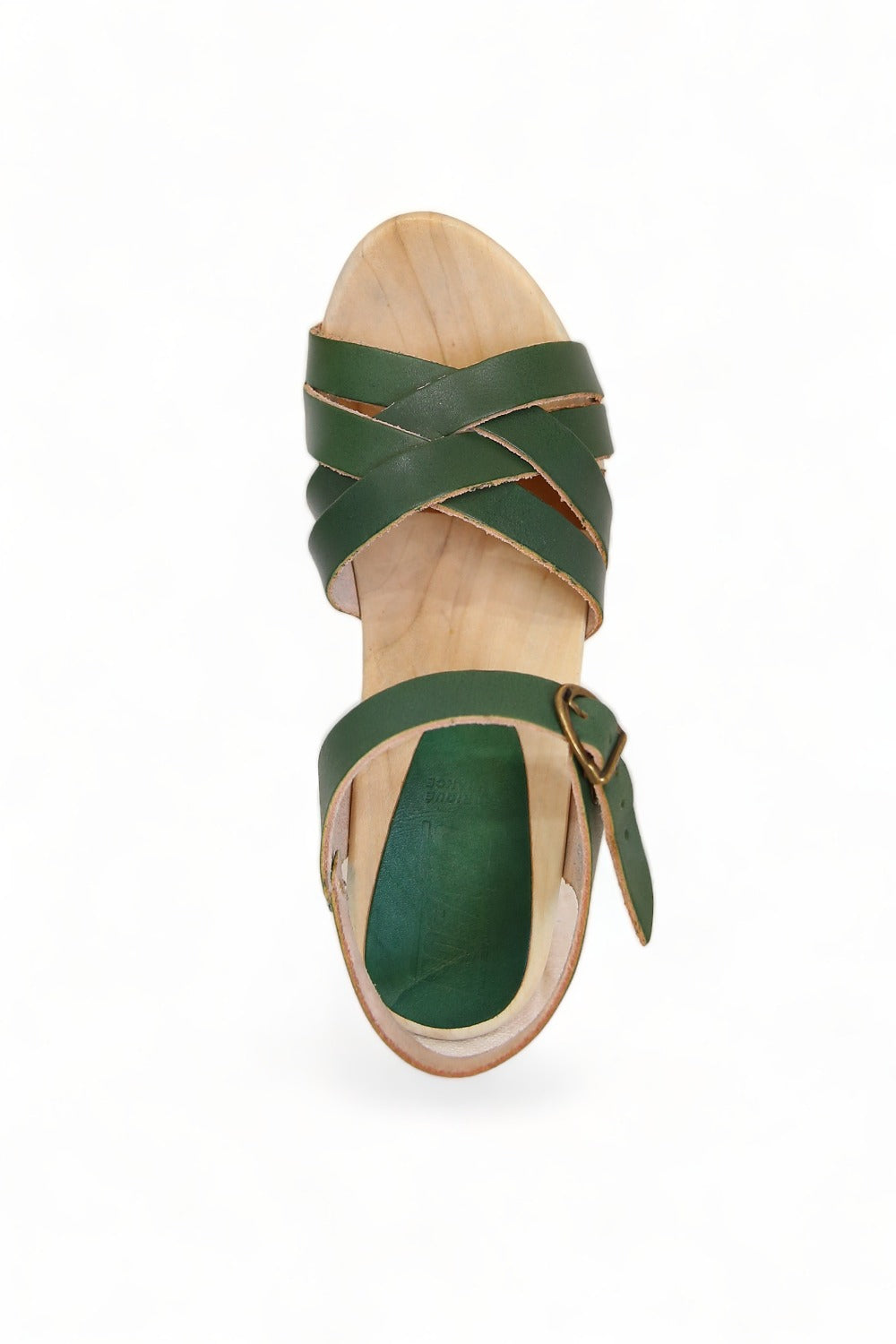 BOSABO LEATHER EMERALD GREEN FOUR STRAP SANDAL