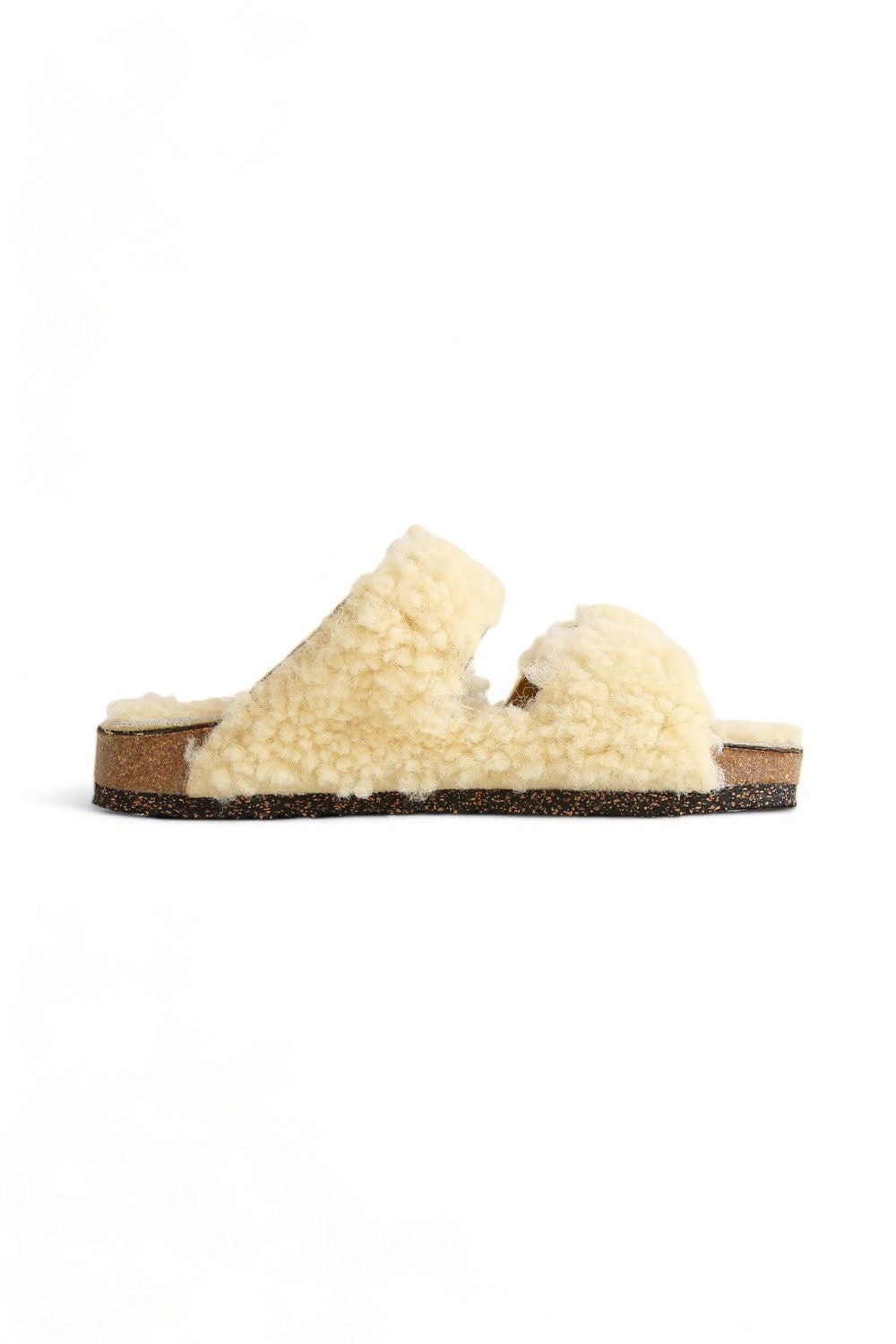 BOSABO MOUTON BOUCLE CREAM SHEARLING SLIDES