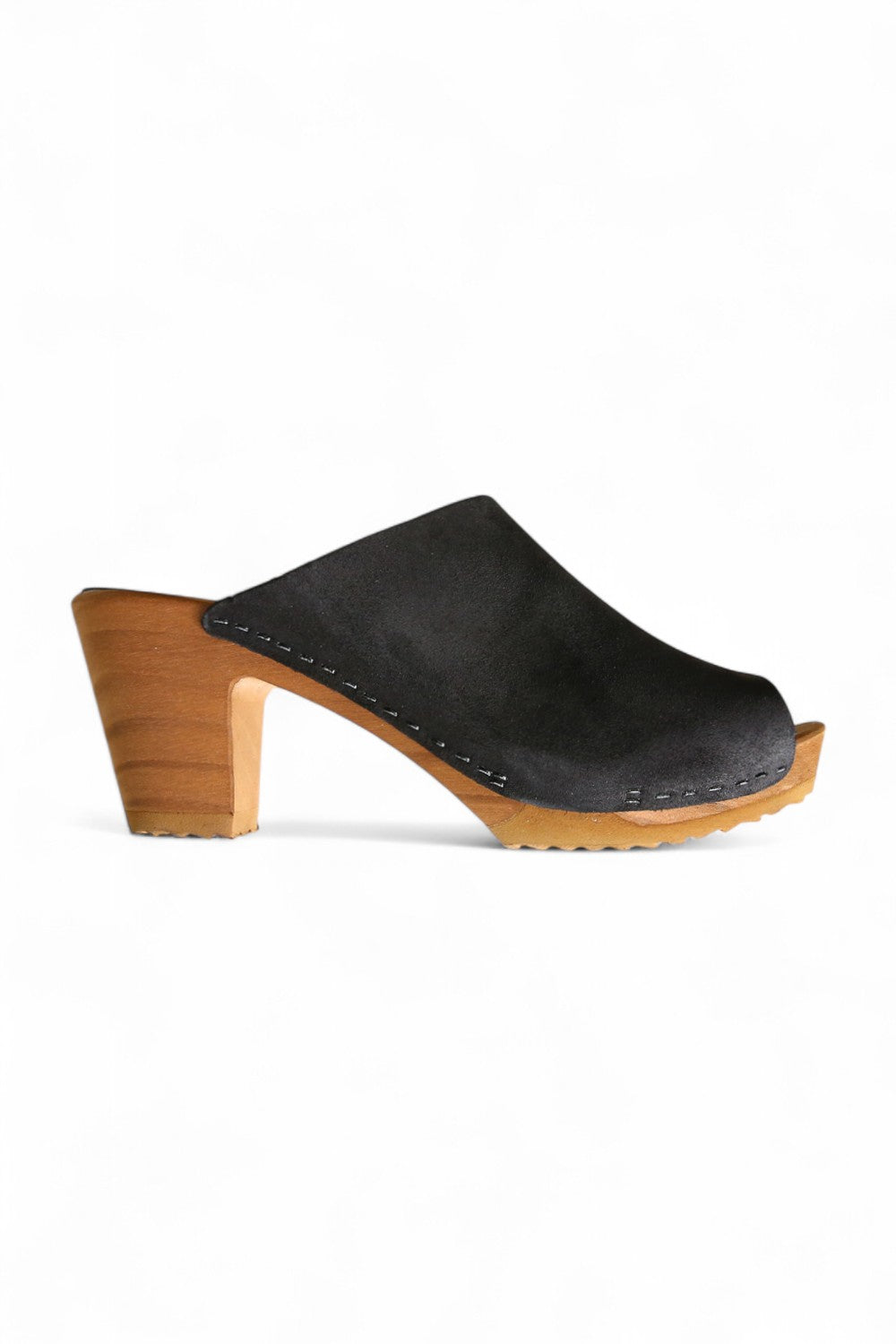 BOSABO ROSKO PEEP-TOE MULE BLACK SUEDE