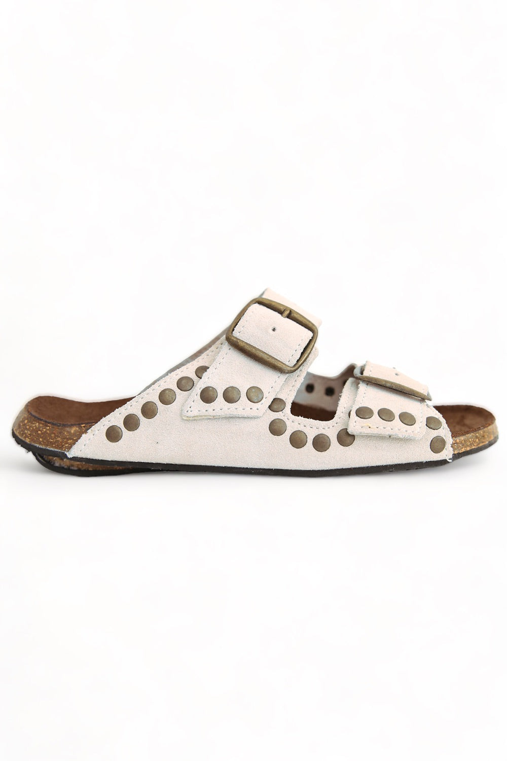 BOSABO OFF-WHITE SUEDE STUDDED SANDAL