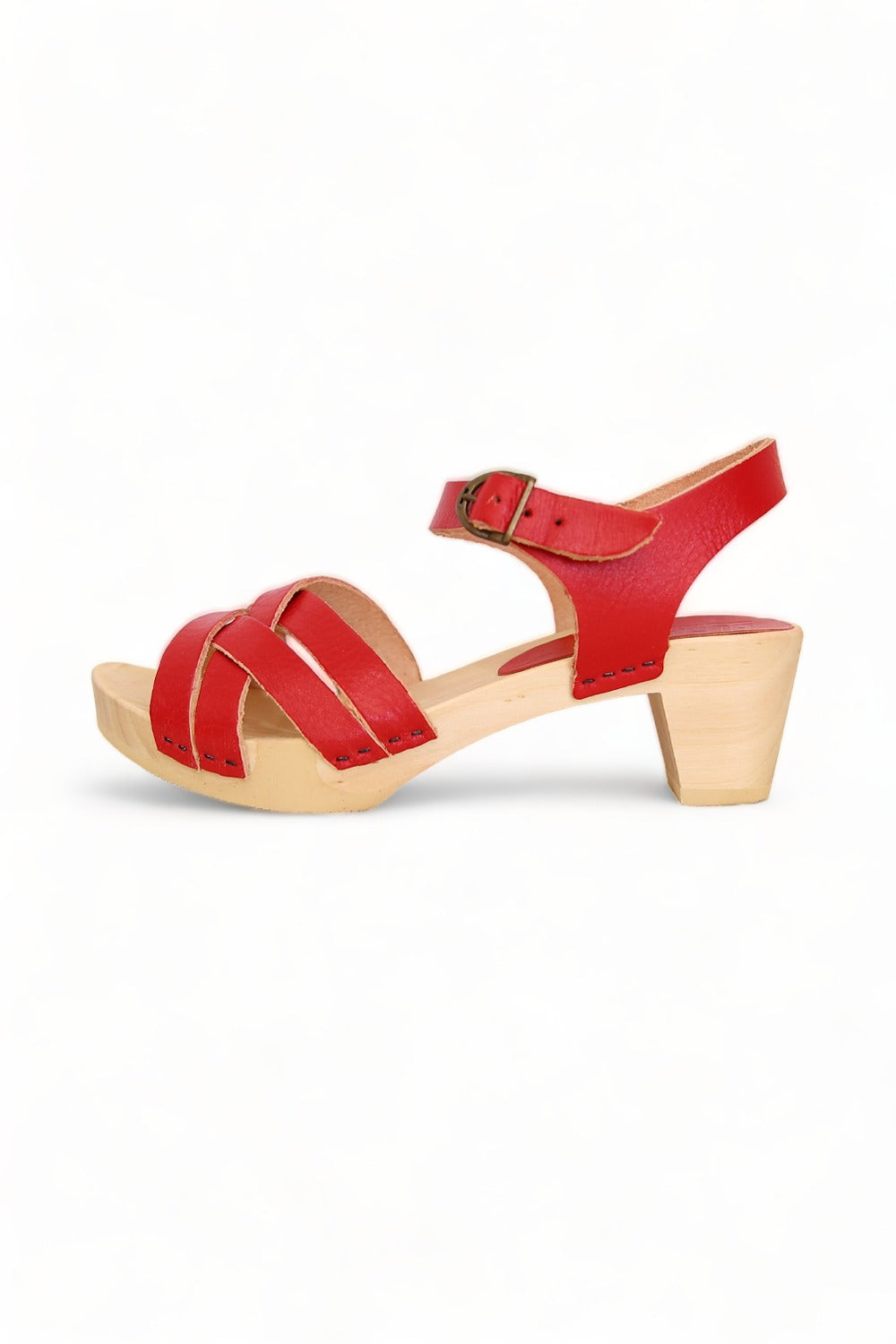 BOSABO LEATHER ROUGE FOUR STRAP SANDAL RED