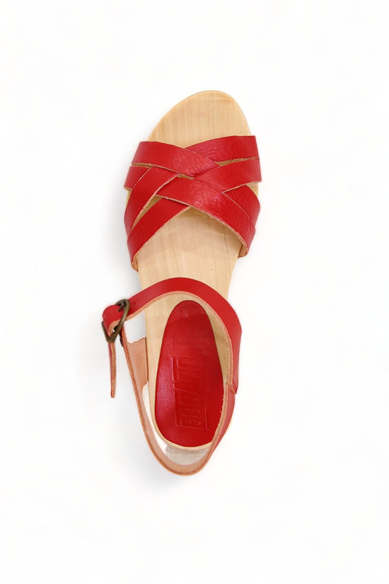 BOSABO LEATHER ROUGE FOUR STRAP SANDAL RED