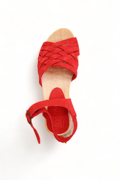 BOSABO RED SUEDE MID HEEL CLOG