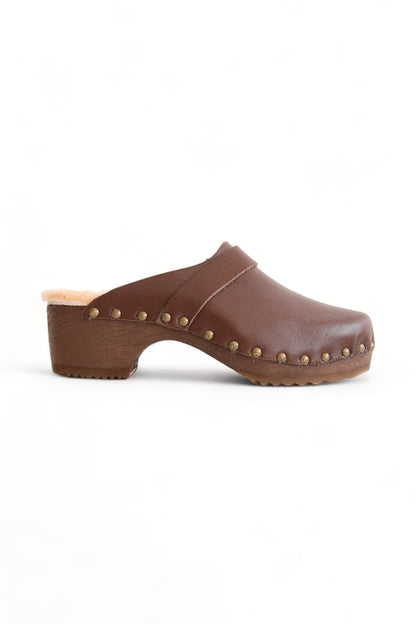 BOSABO VACHETTE MARRON MOUTON NUDE CLOG