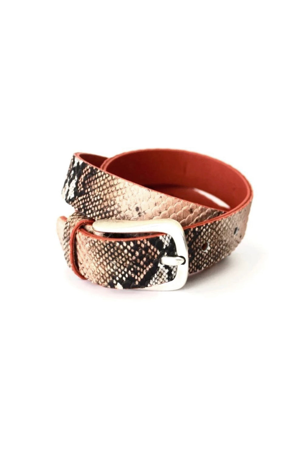 B BELT BONA ORANGE SNAKE BELT